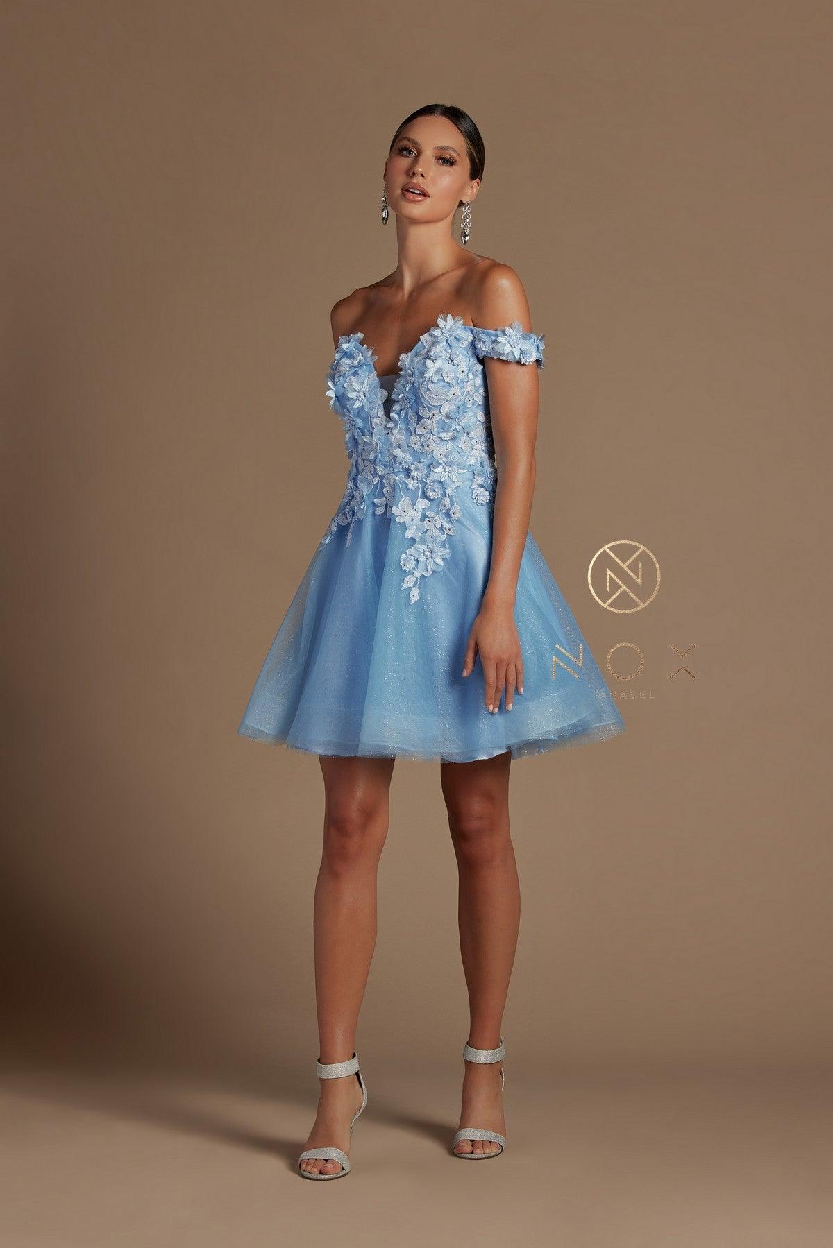 Homecoming Short Off Shoulder Cocktail Dress - The Dress Outlet