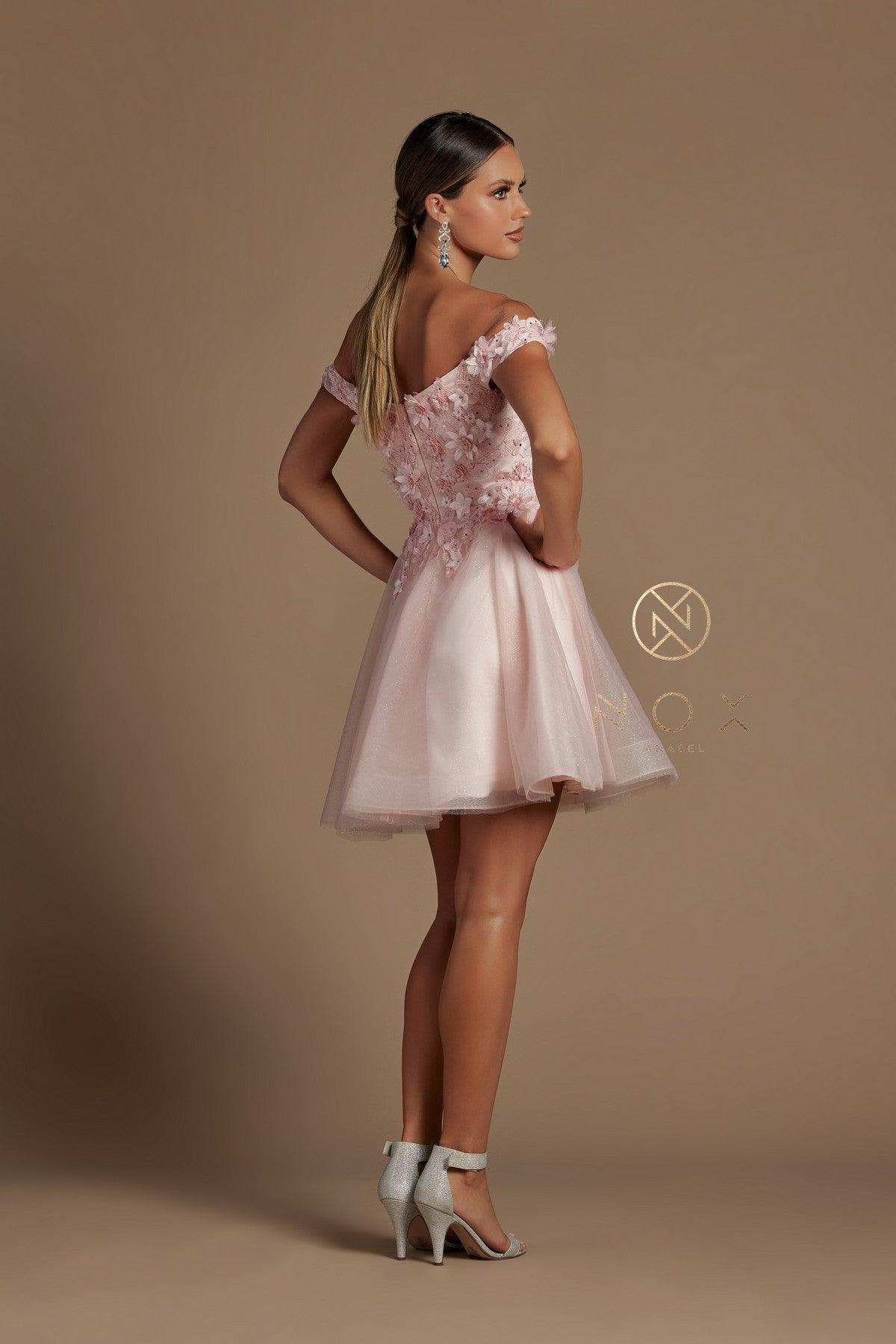 Homecoming Short Off Shoulder Cocktail Dress - The Dress Outlet