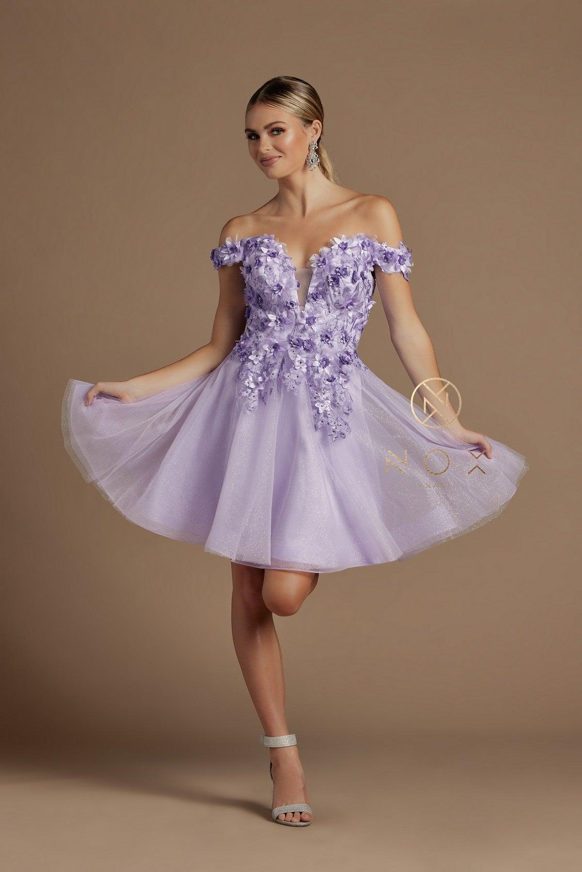 Homecoming Short Off Shoulder Cocktail Dress - The Dress Outlet