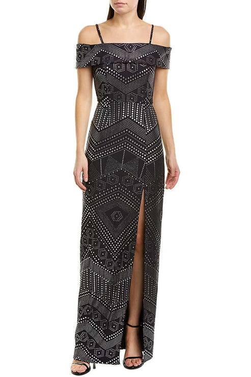 Prom Dresses Long Formal Slit Evening Dress Navy Silver