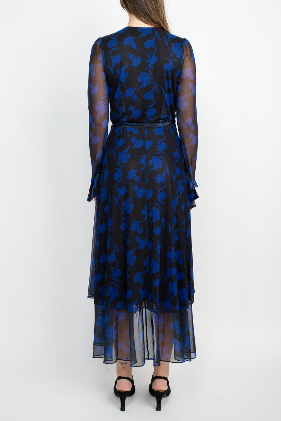 Cocktail Dresses Long Sleeve Prined Midi Cocktail Dress Black Azure