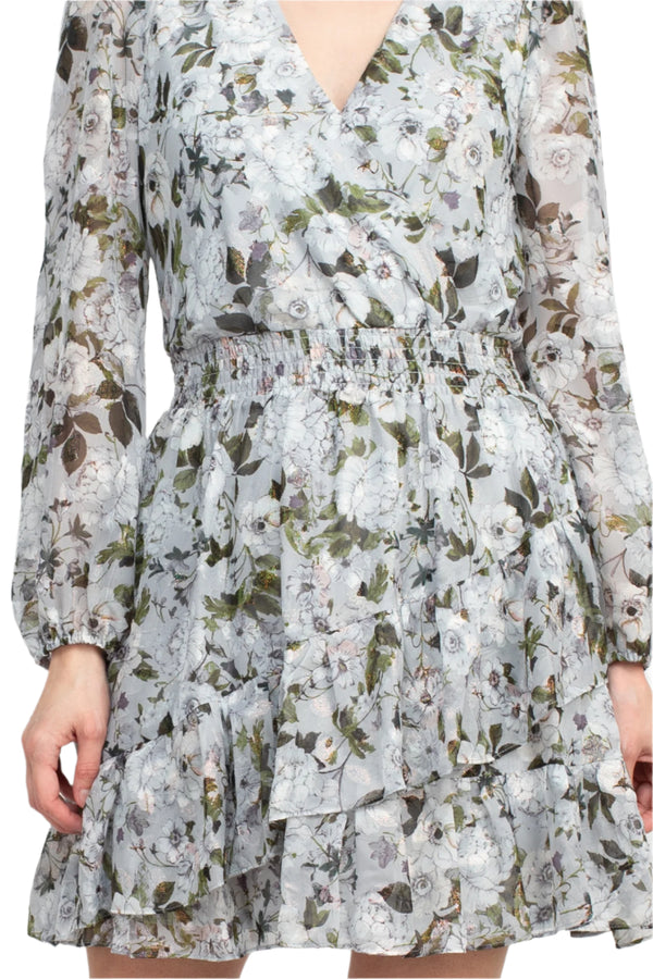 Cocktail Dresses Long Sleeve Floral Print Cocktail Dress Full Bloom
