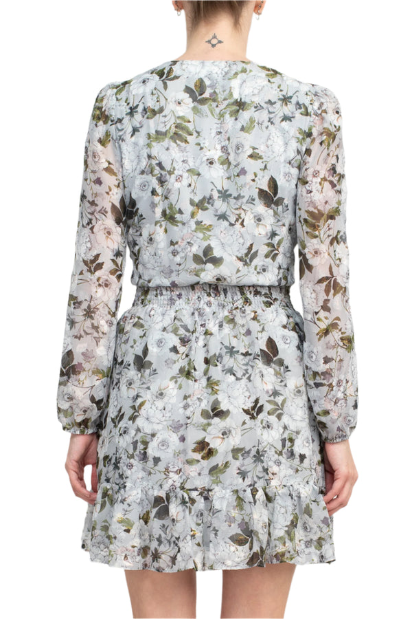 Cocktail Dresses Long Sleeve Floral Print Cocktail Dress Full Bloom