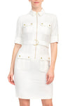 Cocktail Dresses Collared Short Fitted Cocktail Dress Ivory
