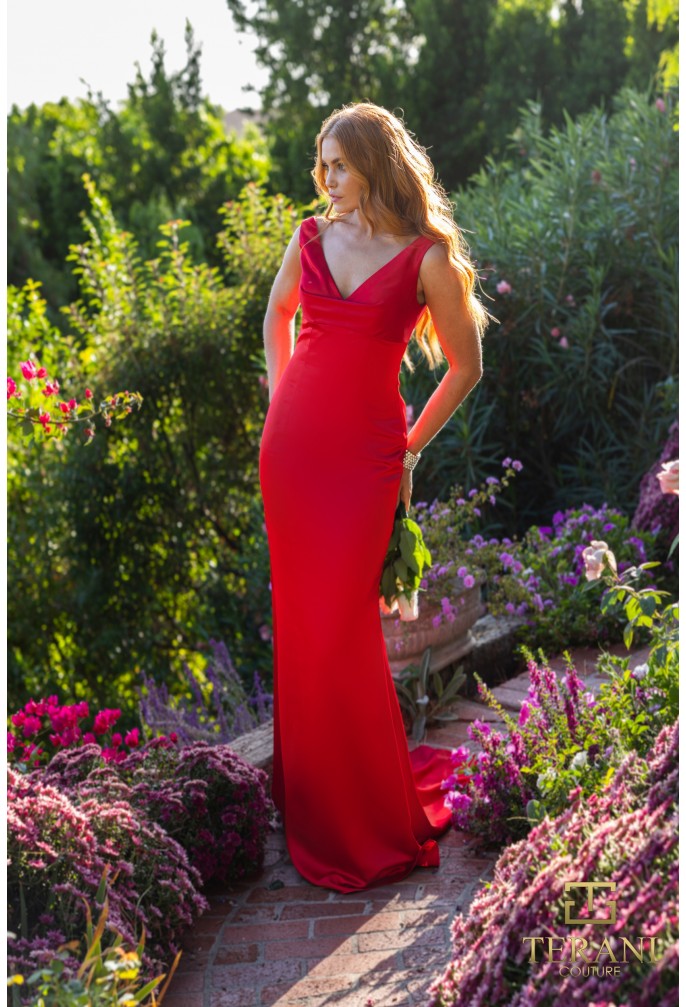 Prom Dresses Long Fitted Formal Evening Prom Dress Lipstick