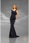 Prom Dresses Fitted Long Prom Mermaid Ruffle Formal Dress Navy
