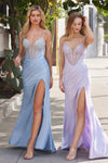 Prom Dresses Fitted Long Formal Glitter Corset Prom Gown Lavender