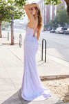 Prom Dresses Fitted Long Formal Glitter Corset Prom Gown Lavender