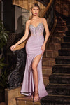 Prom Dresses Long Glitter Formal Beaded Slit Prom Dress Lavender
