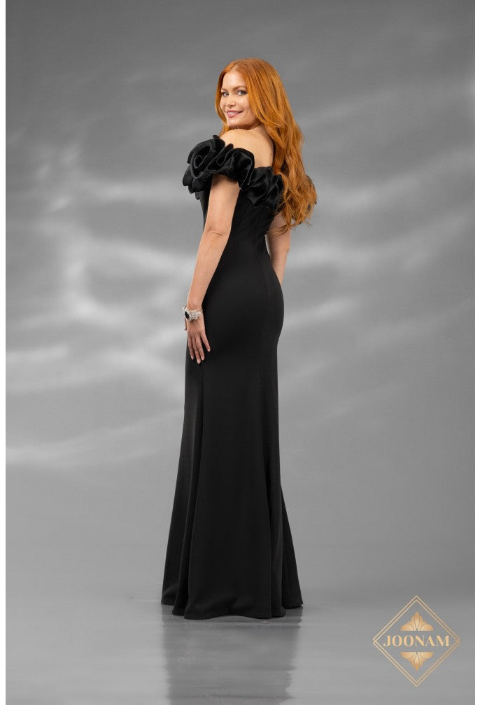 Prom Dresses Long Formal Fitted Ruffle Prom Dress Black