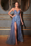 Prom Dresses Spaghetti Strap Long Prom Dress Paris Blue