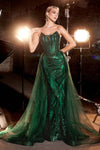 Prom Dresses Long Formal Glitter Overskirt Prom Gown Emerald