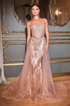 Prom Dresses Long Formal Glitter Overskirt Prom Gown Rose Gold