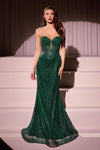 Prom Dresses Long Prom Formal Beaded Glitter Dress Emerald