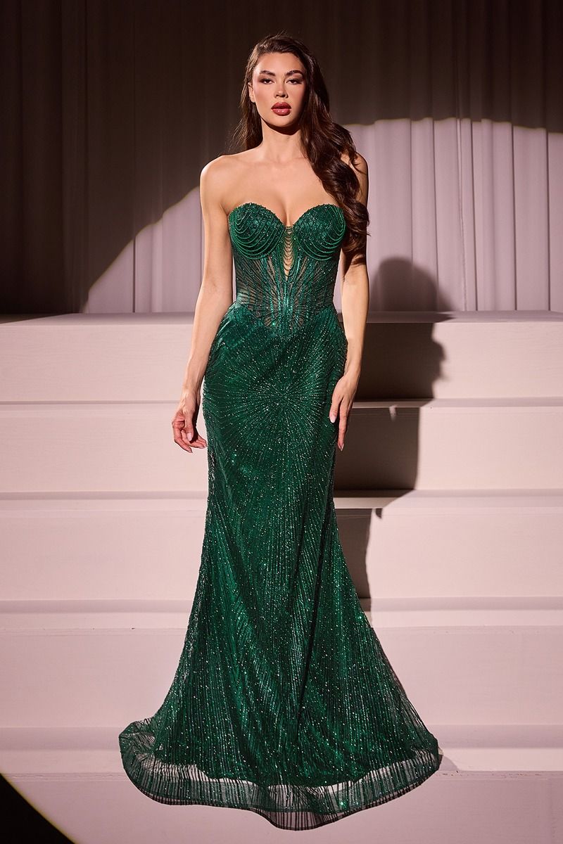 Prom Dresses Long Prom Formal Beaded Glitter Dress Emerald