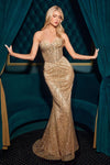 Prom Dresses Long Prom Formal Beaded Glitter Dress Gold