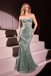 Prom Dresses Long Prom Formal Beaded Glitter Dress Sage