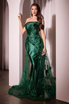Prom Dresses Prom Long Formal Fitted Overskirt Dress Emerald