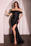 Prom Dresses Fitted Long Formal Slit Mermaid Prom Dress Black