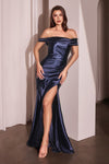 Prom Dresses Fitted Long Formal Slit Mermaid Prom Dress Navy