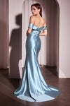 Prom Dresses Fitted Long Formal Slit Mermaid Prom Dress Smoky Blue