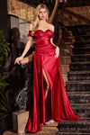 Prom Dresses Formal Long Fitted Slit Prom Dress Burgundy