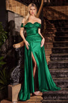 Prom Dresses Formal Long Fitted Slit Prom Dress Emerald