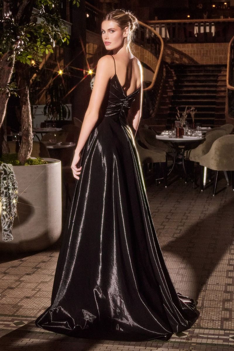 Prom Dresses A Line Long Formal Slit Bolero Prom Dress Black