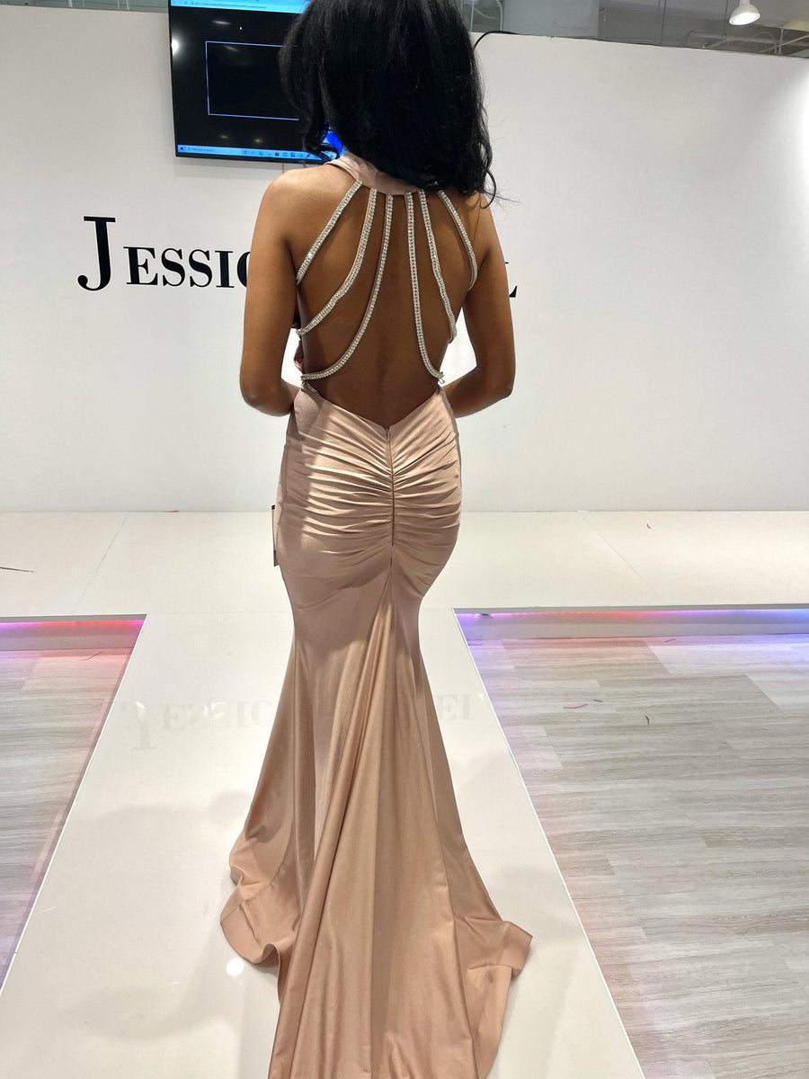 Jessica Angel Halter Long Fitted Dress 846 - The Dress Outlet