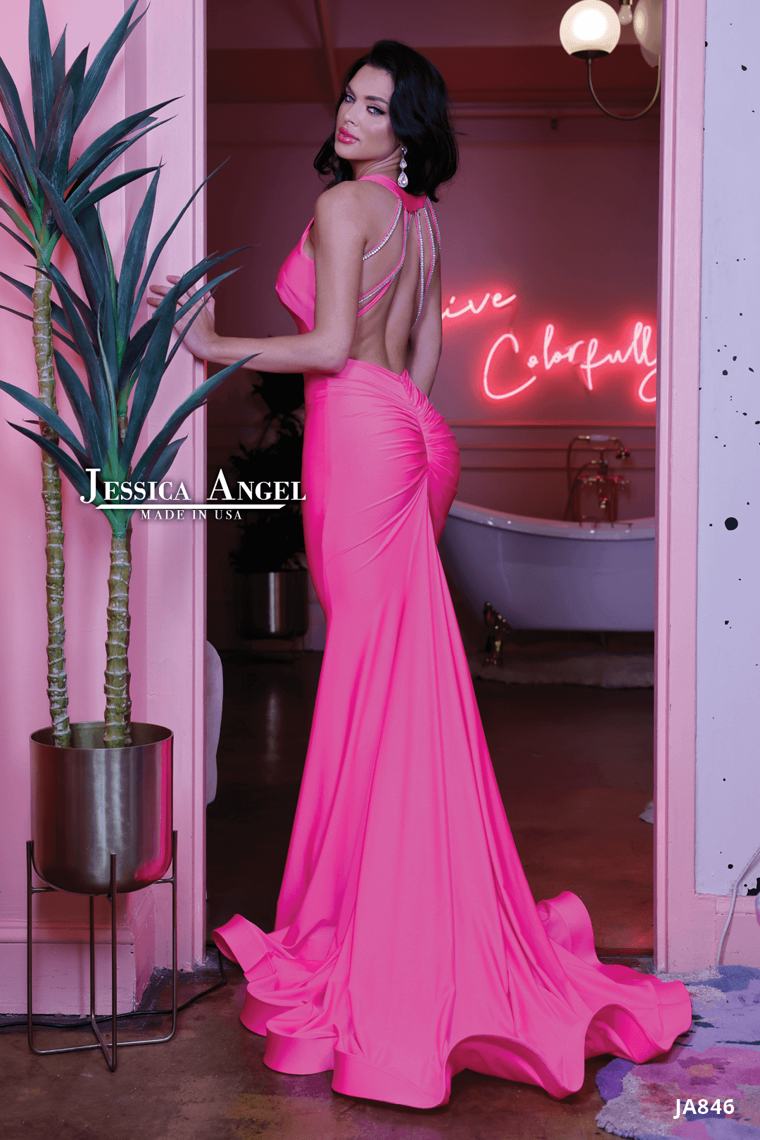 Jessica Angel Halter Long Formal Dress 846 - The Dress Outlet