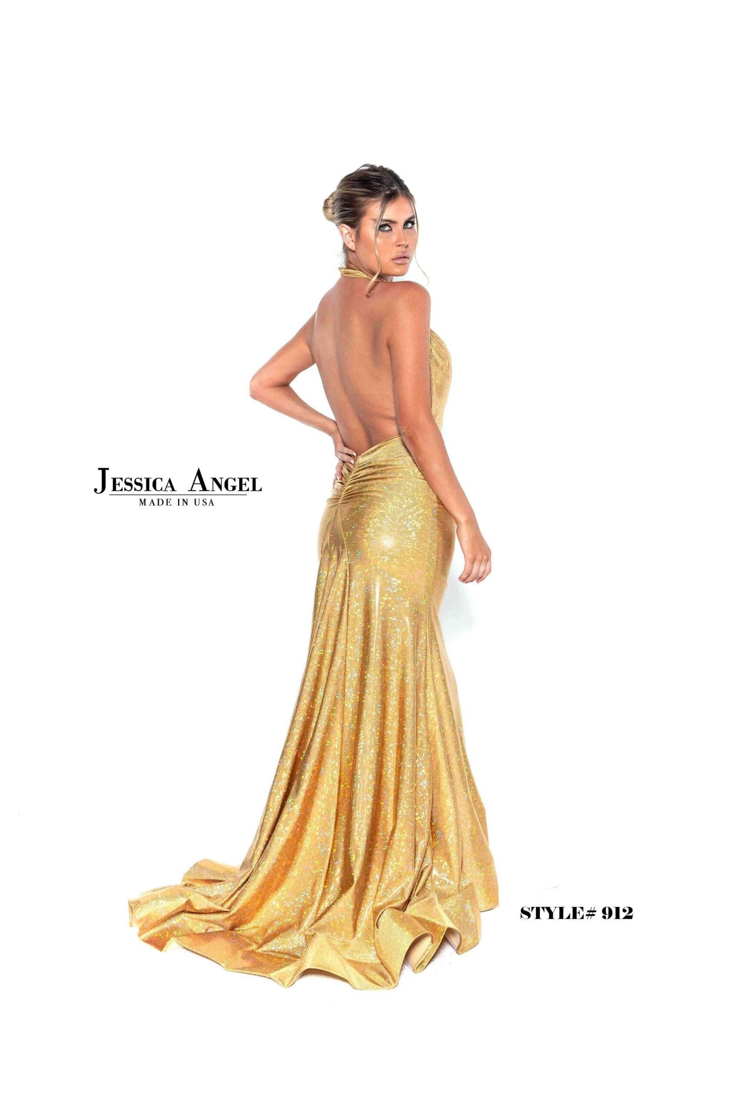 Jessica Angel Long Halter Formal Prom Dress 912 - The Dress Outlet