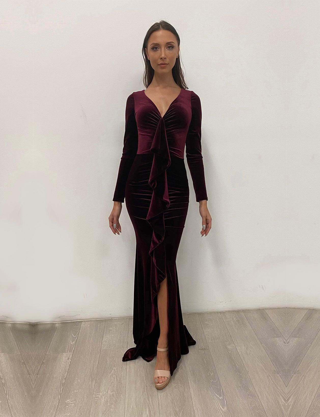 Jessica Angel Long Sleeveless Formal Velvet Gown 845 - The Dress Outlet