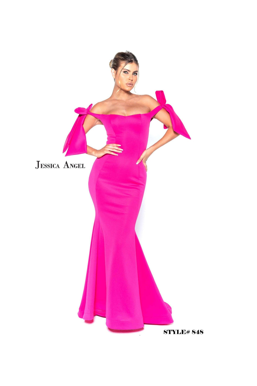Jessica Angel Off Shoulder Long Formal Dress 848 - The Dress Outlet