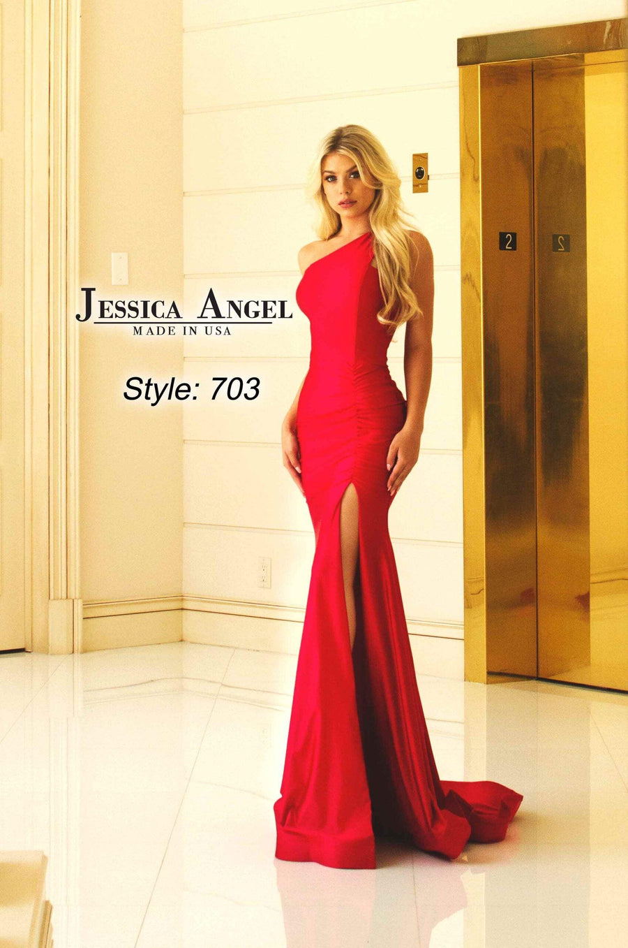 Jessica Angel One Shoulder Long Formal Dress 703 - The Dress Outlet