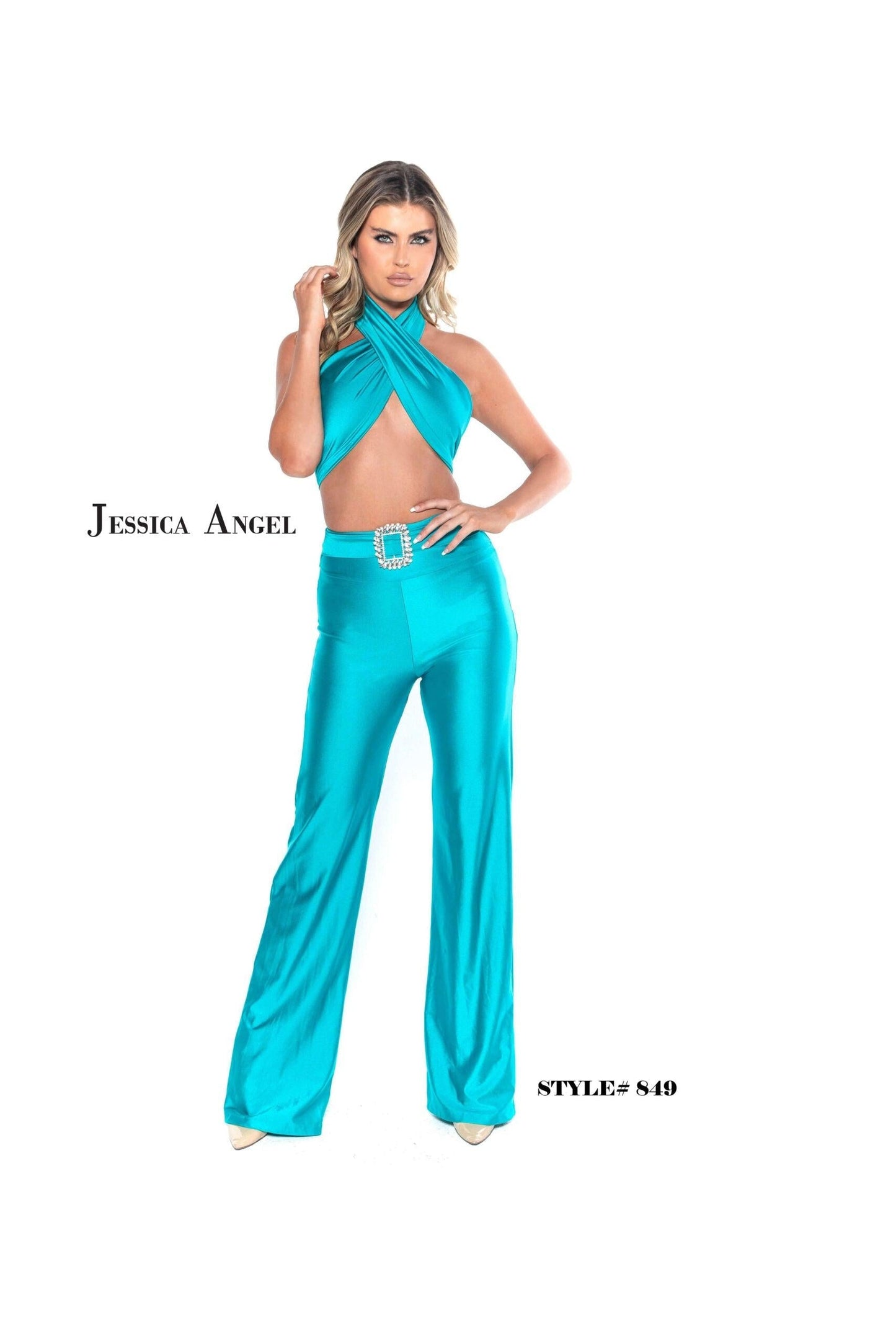 Jessica Angel Two Piece Halter Formal Jumpsuit 849 - The Dress Outlet