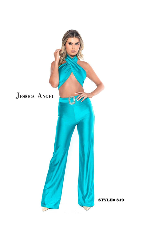 Jessica Angel Two Piece Halter Formal Jumpsuit 849 - The Dress Outlet