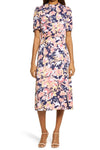 Formal Dresses  Floral Print Cocktail Midi Dress Navy Multi