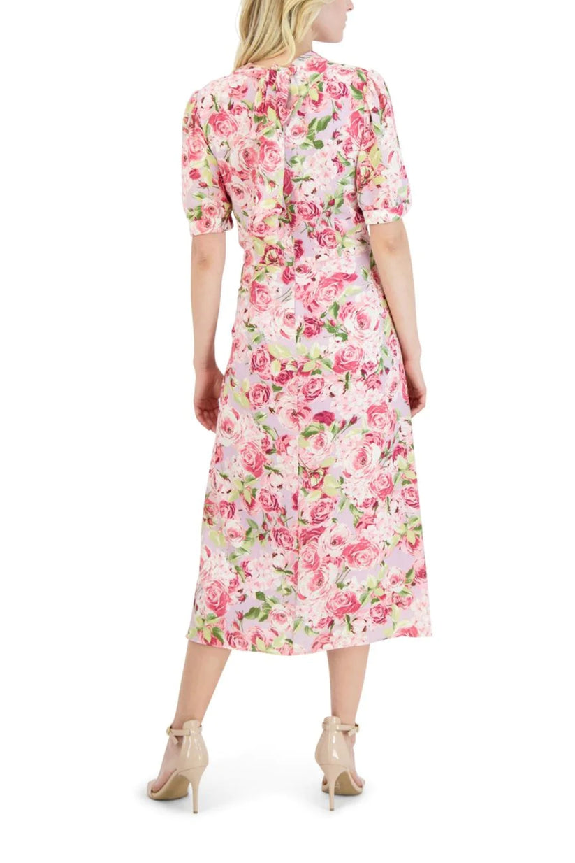 Cocktail Dresses Printed Floral Midi Short Cocktail Dress Lavender Multi