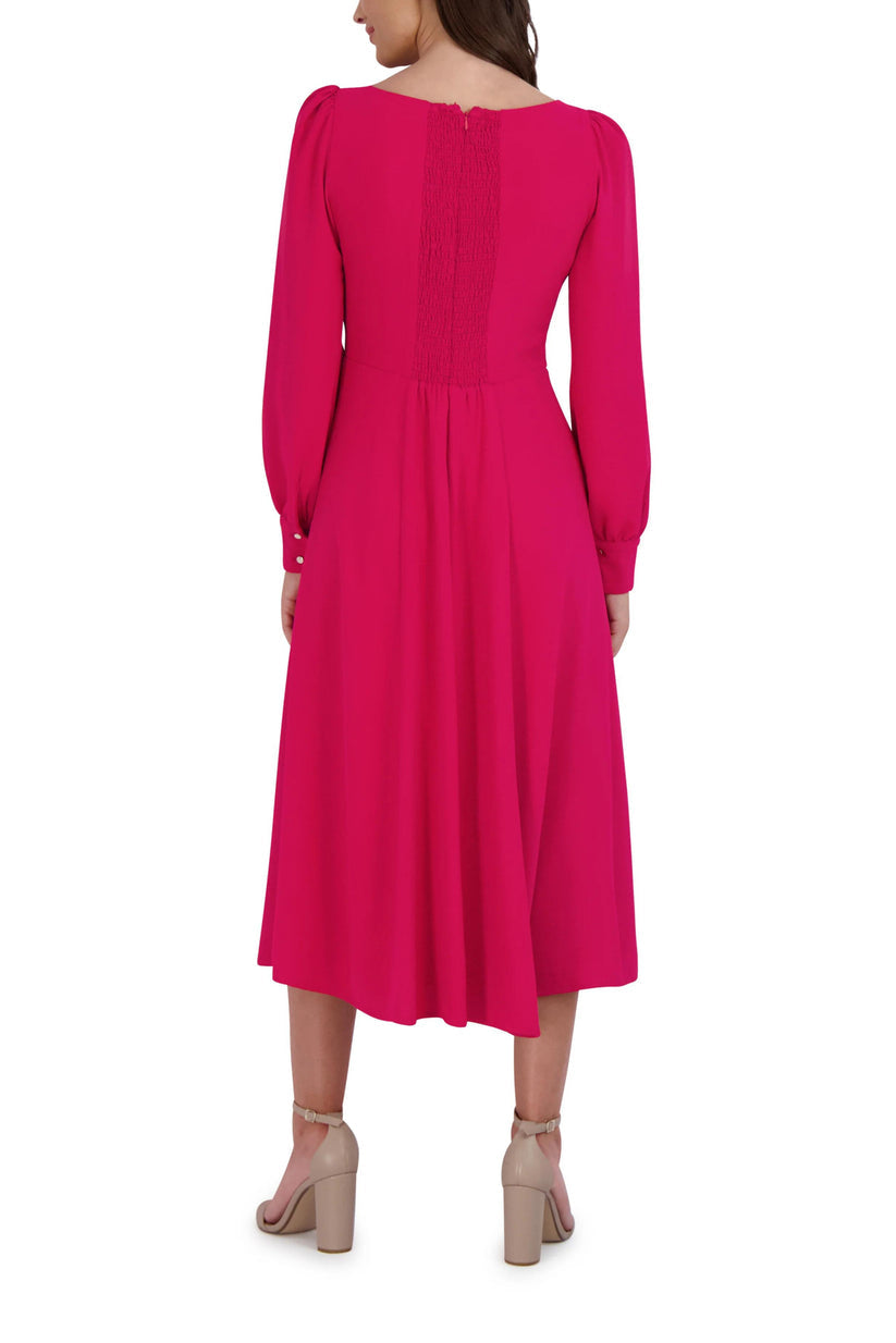 Cocktail Dresses Long Sleeve Slit Cocktail Midi Dress Pink