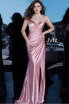 JVN By Jovani Long Formal Ruched Prom Gown Dusty Pink
