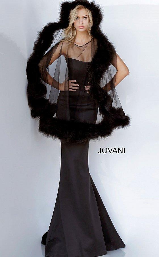 JVN By Jovani Long Formal Cape Evening Gown JVN1142 - The Dress Outlet Jovani