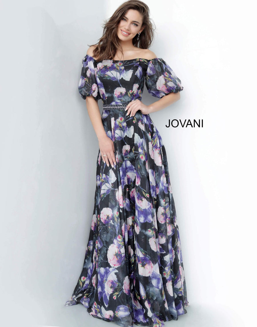 JVN By Jovani Long Formal Floral Dress JVN2022 - The Dress Outlet Jovani