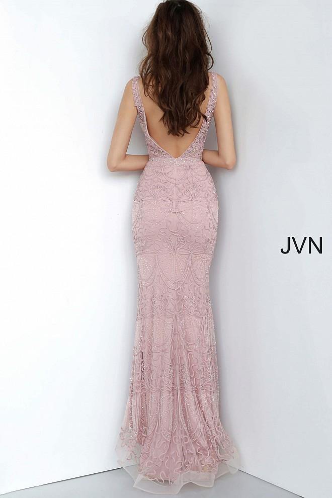 JVN By Jovani Long Prom Dress Formal JVN2237 Blush - The Dress Outlet Jovani