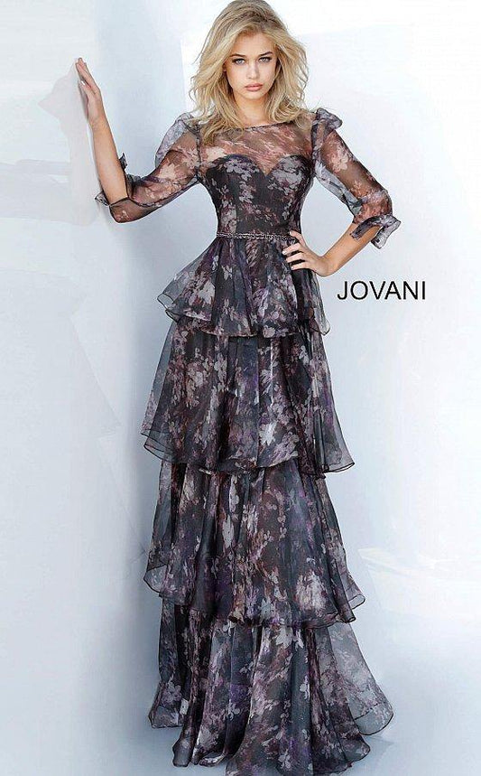 JVN By Jovani Long Formal Floral Dress JVN2621 - The Dress Outlet Jovani