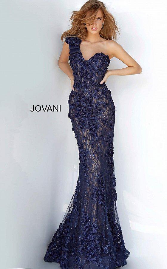JVN By Jovani One Shoulder Long Formal Gown JVN3375 - The Dress Outlet Jovani