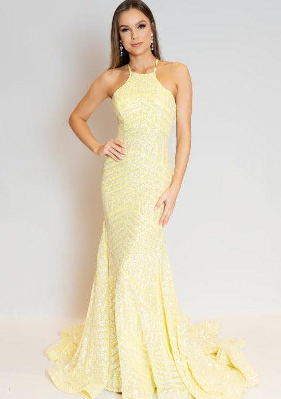 Jovani Long Formal Halter Prom Gown 4132 - The Dress Outlet