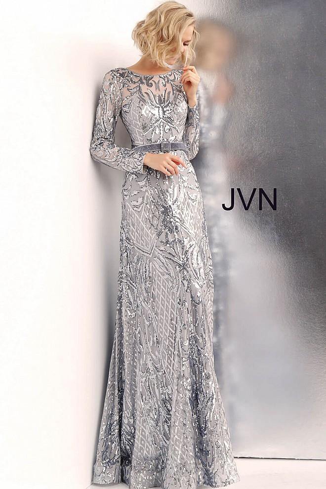 JVN by Jovani Long Sleeve Embellished Prom Long Gown JVN62711 - The Dress Outlet Jovani
