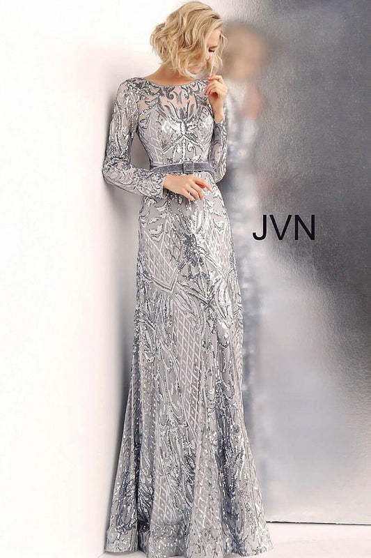 JVN by Jovani Long Sleeve Embellished Prom Long Gown JVN62711 - The Dress Outlet Jovani