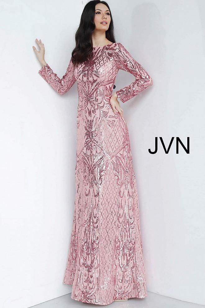 JVN by Jovani Long Sleeve Embellished Prom Long Gown JVN62711 - The Dress Outlet Jovani