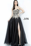 JVN By Jovani Long Prom Dress JVN64088 Black/Gold - The Dress Outlet Jovani